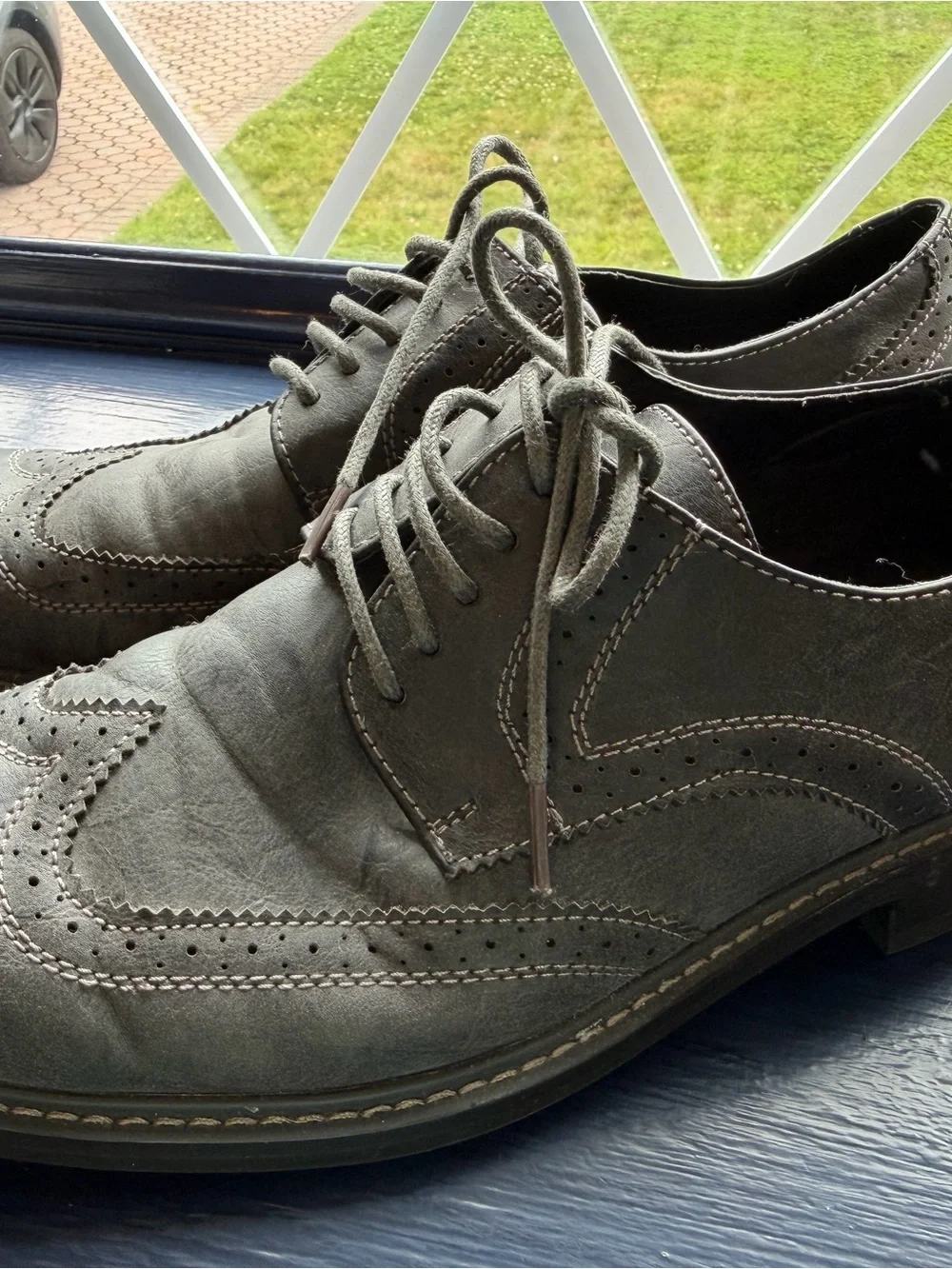 Perry Ellis Portfolio Men's Gray Wingtip Lace-Up Dress Shoes Size 9
